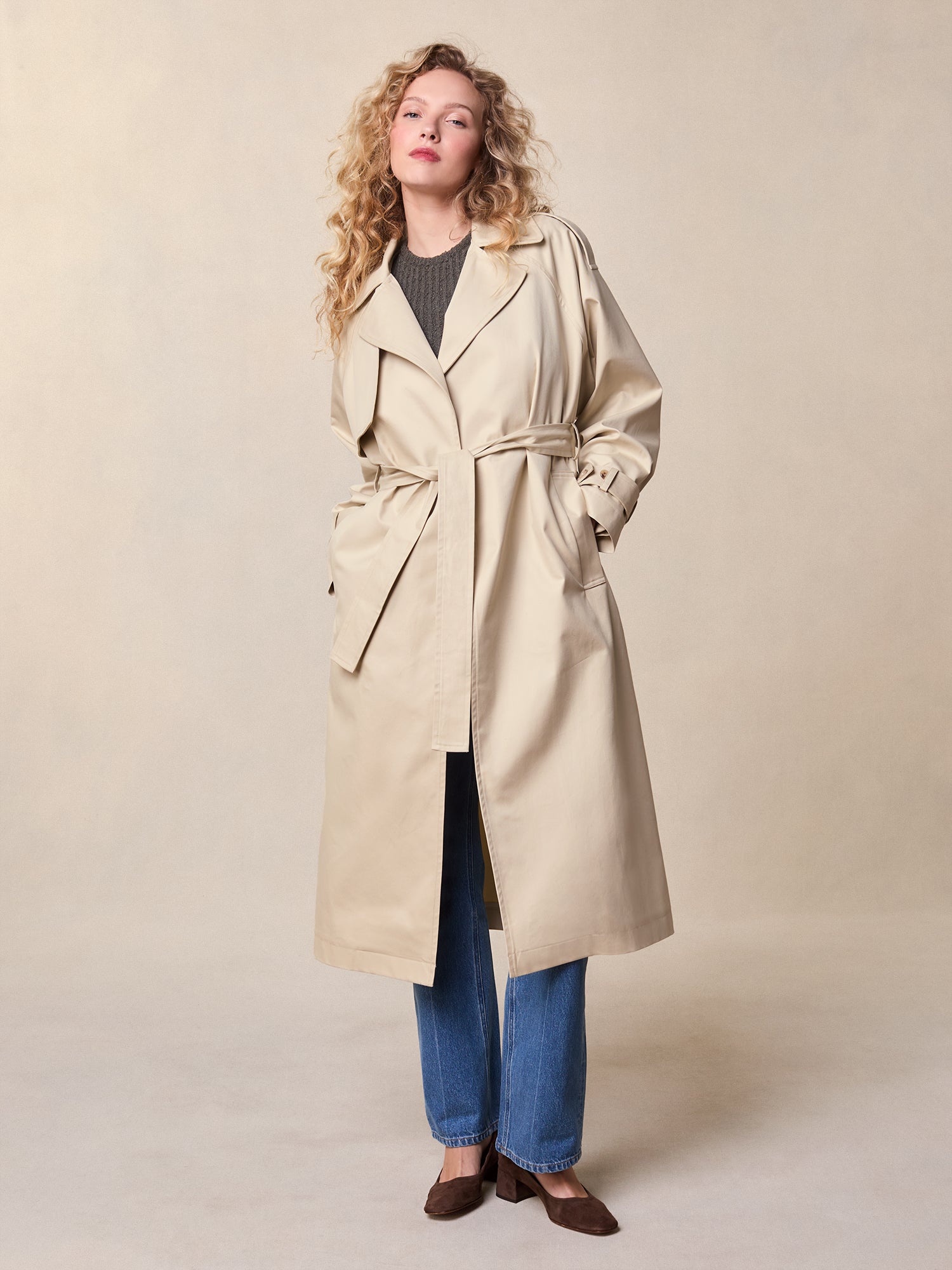 Long oversized gabardine trench coat | Rouje • Rouje Paris