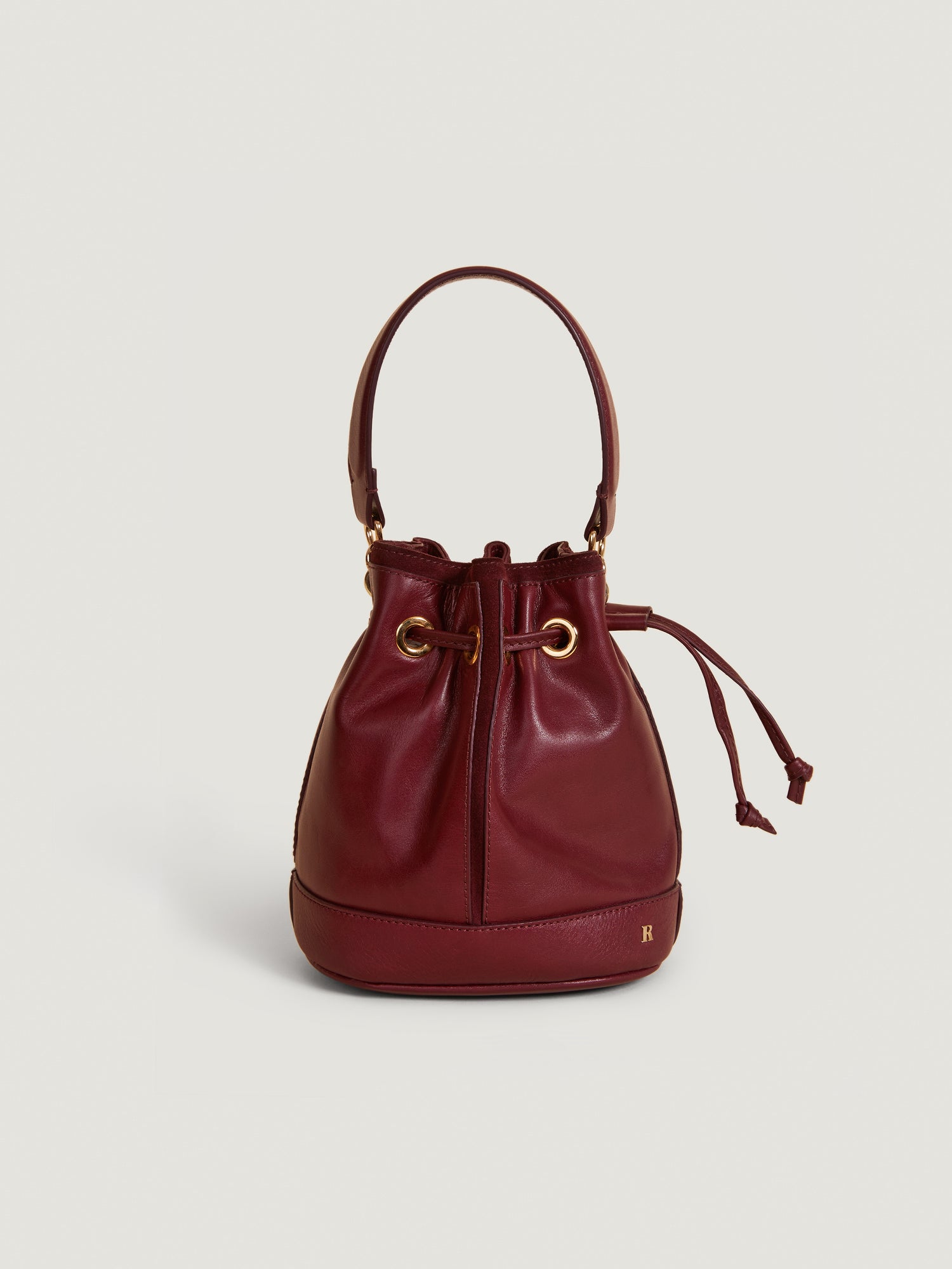 Burgundy leather bucket bag | Rouje • Rouje Paris