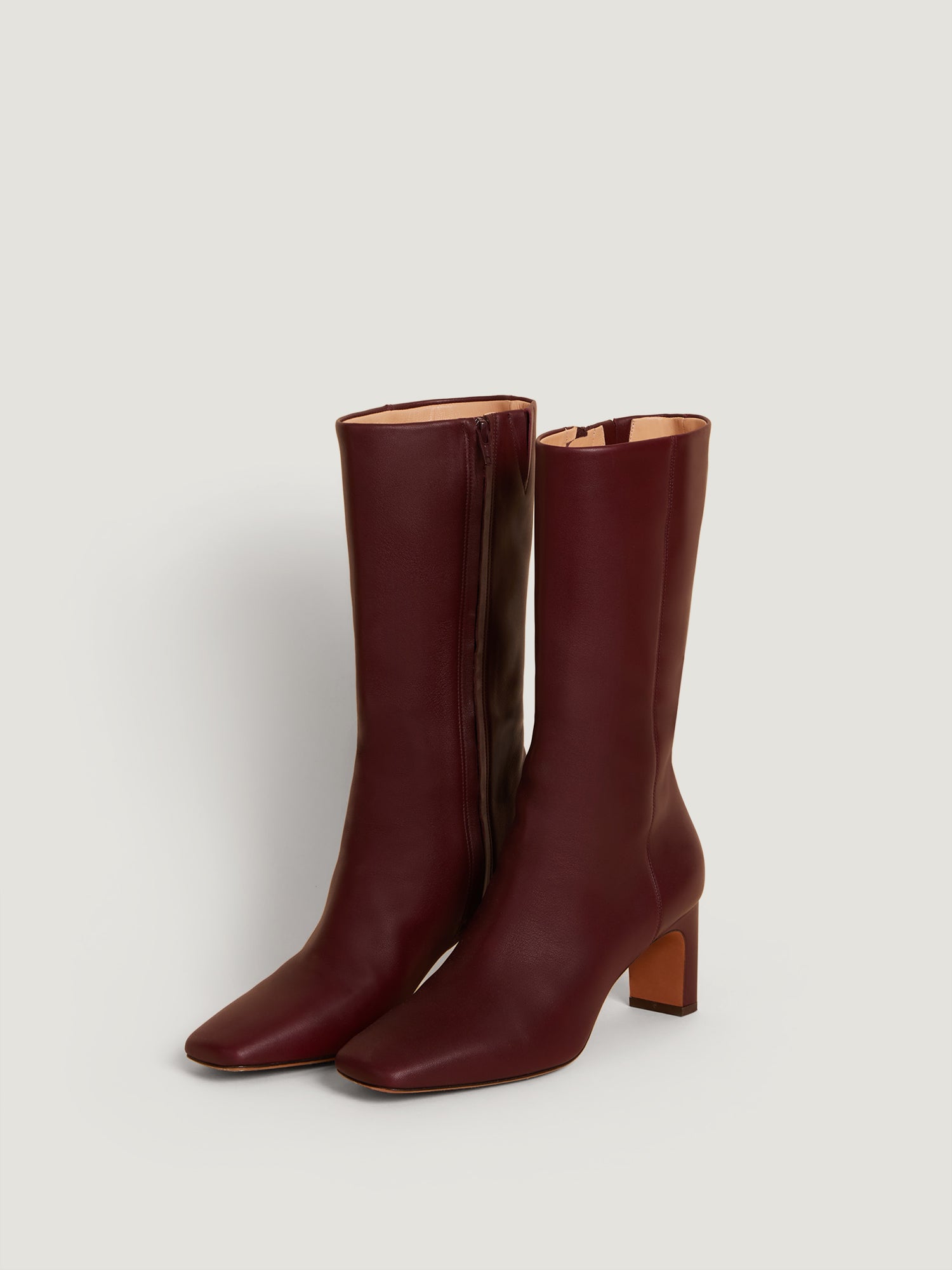 Burgundy boots in smooth leather | Rouje • Rouje Paris