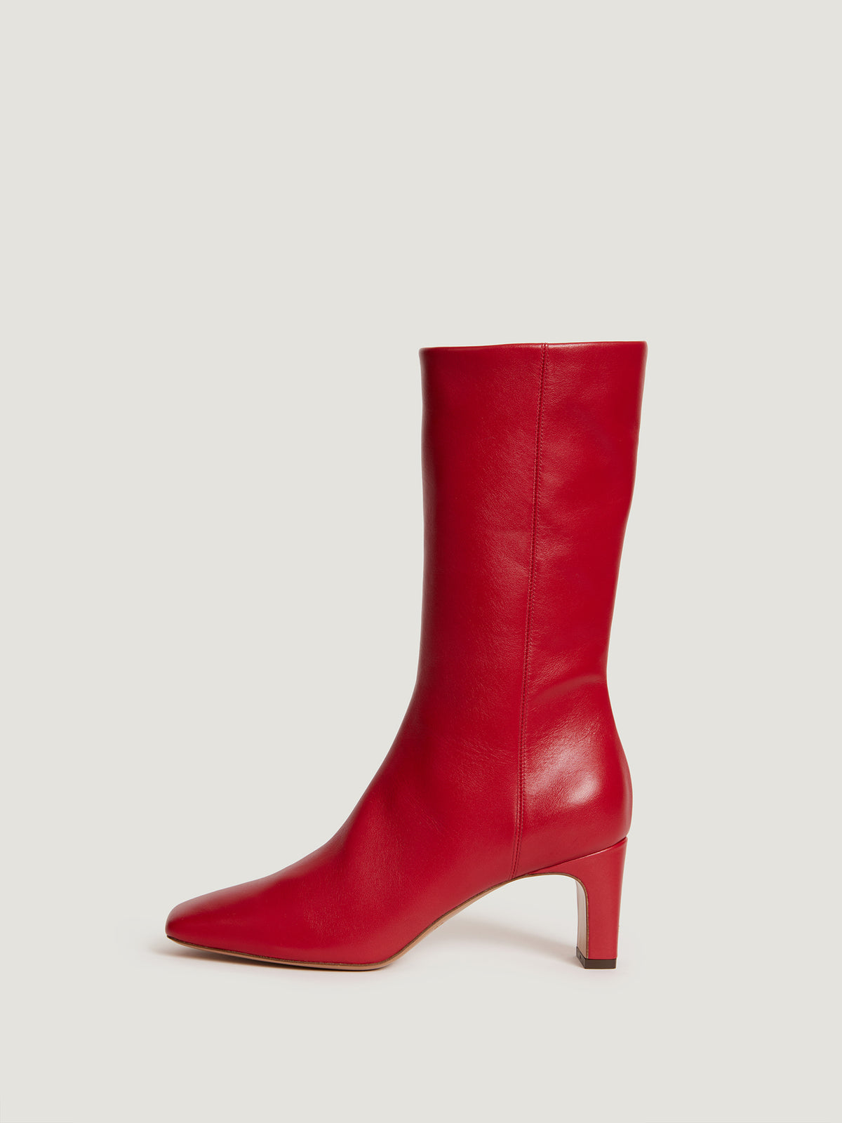 Red leather heeled ankle boots Rouje Rouje Paris