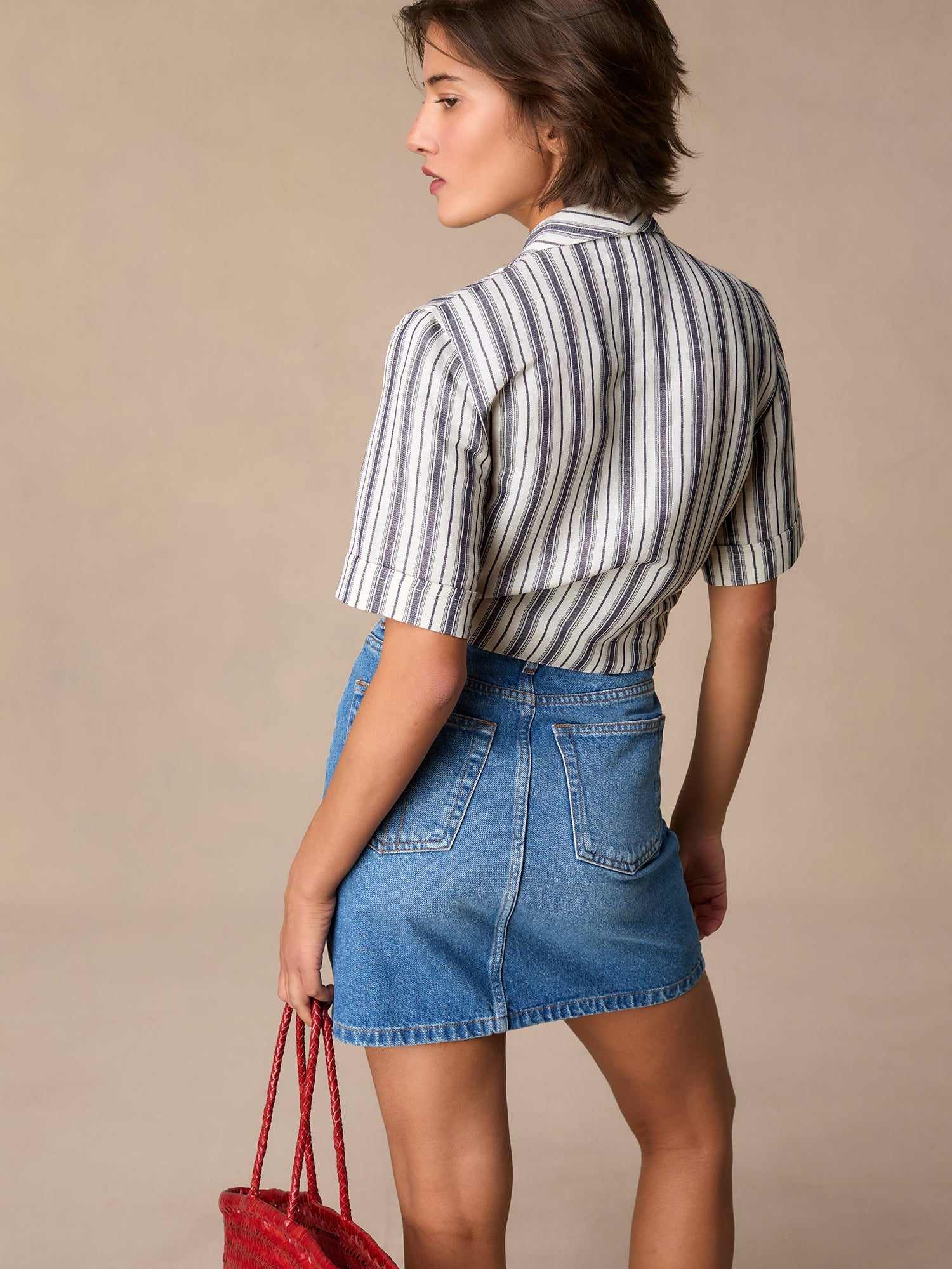 Striped linen bow shirt top | Rouje • Rouje Paris
