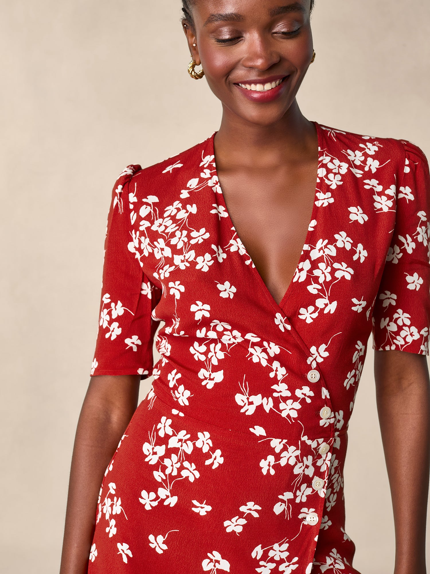Red cherry printed wrap dress | Rouje • Rouje Paris