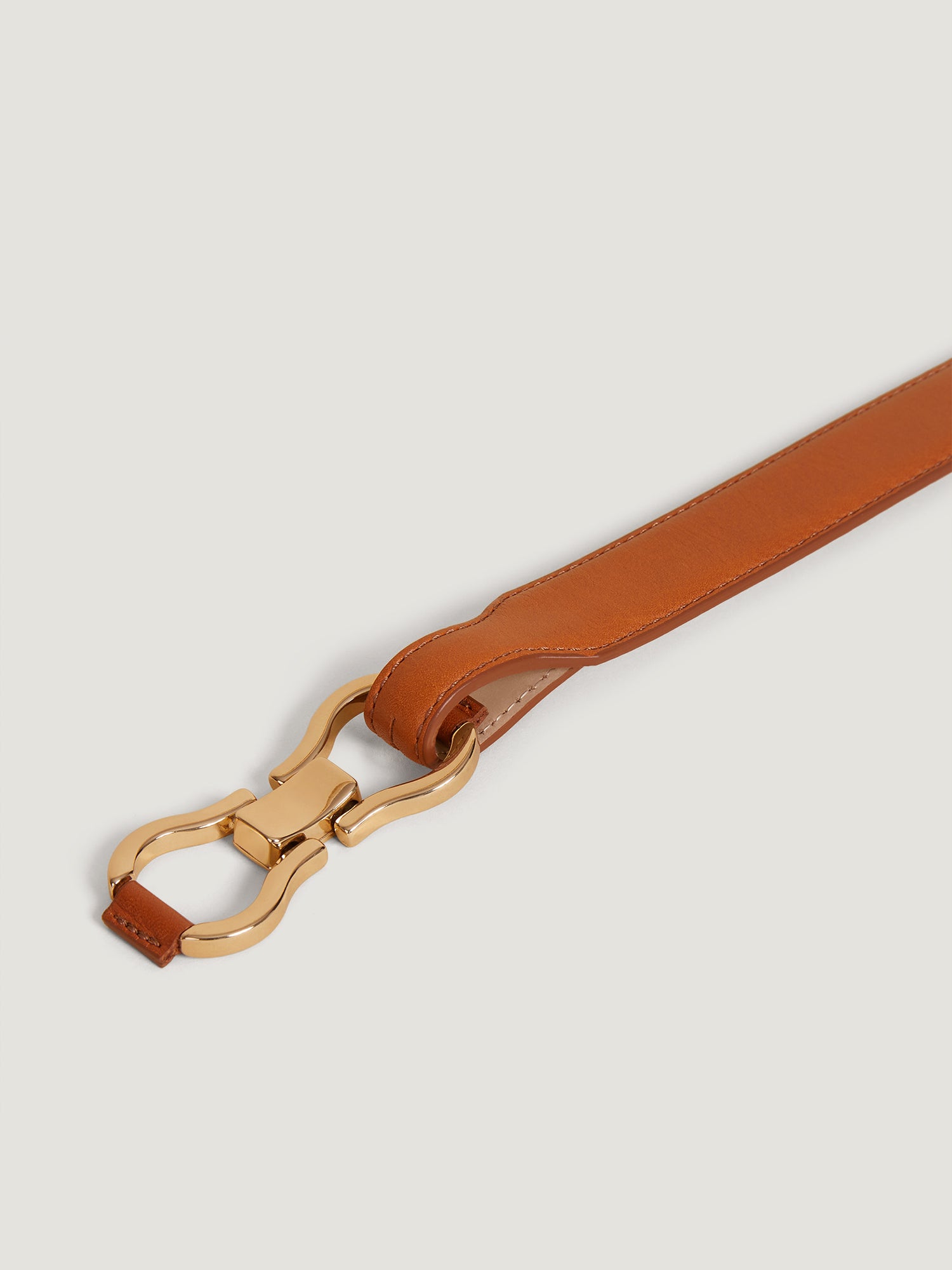 Caramel double-buckle leather belt | Rouje • Rouje Paris