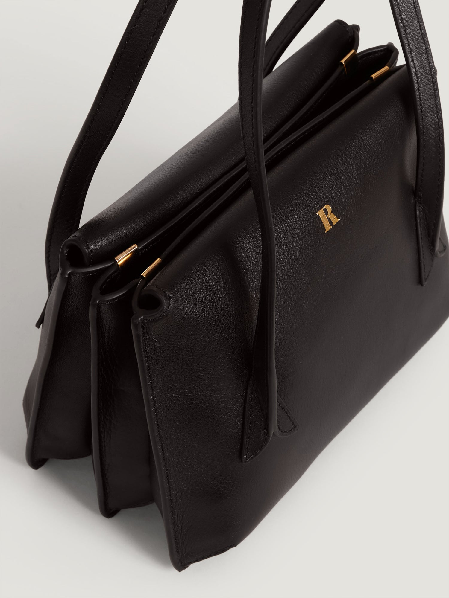 Black smooth leather handbag | Rouje • Rouje Paris