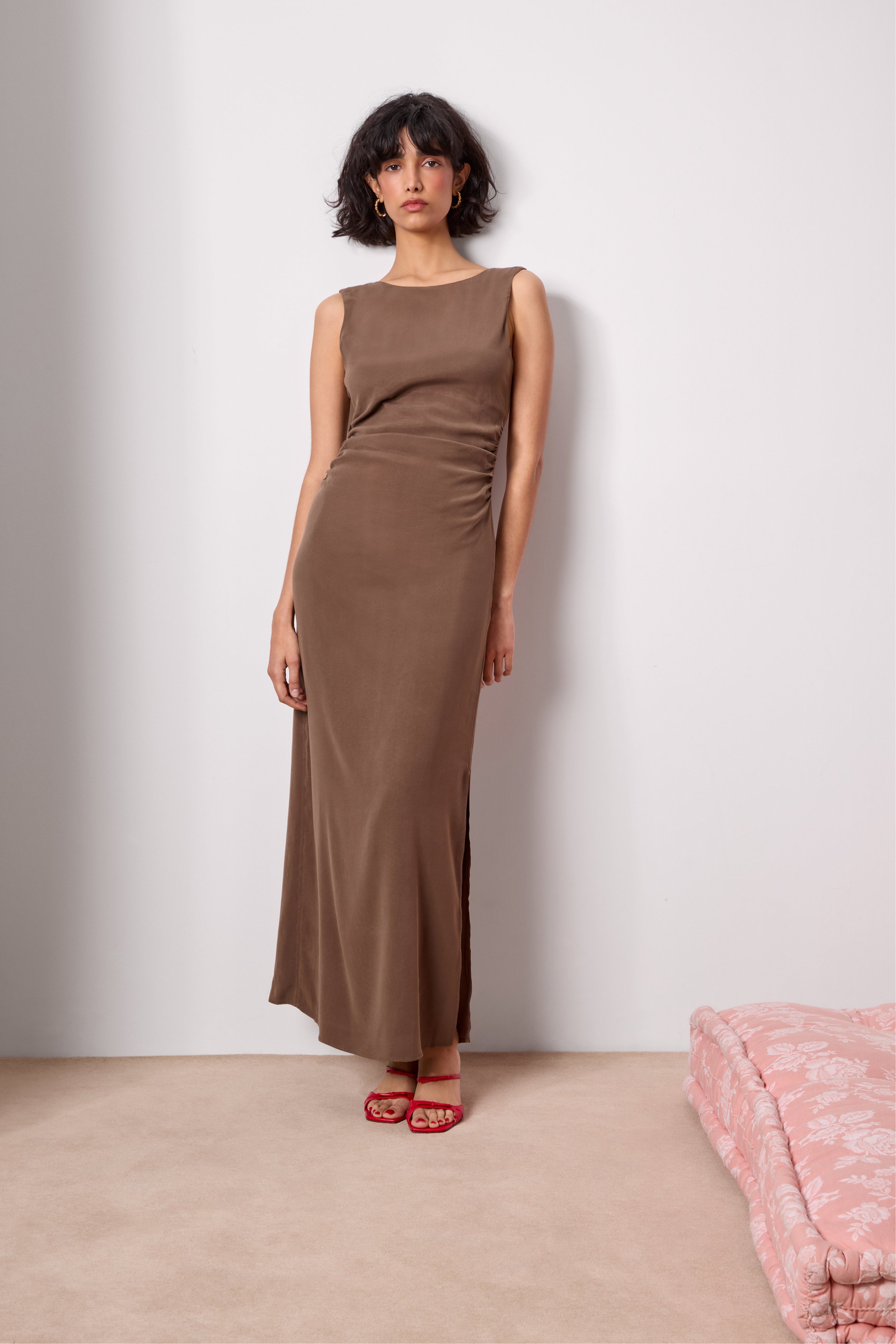 Textured denim midi dress | Rouje • Rouje Paris