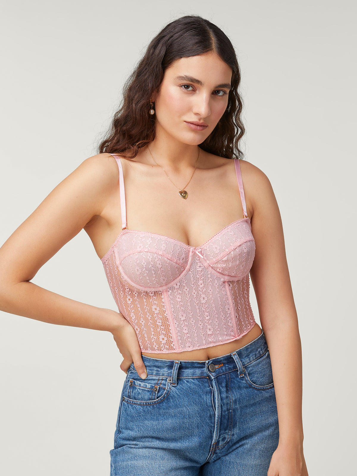 Pink underwire and lace bustier Rouje Rouje Paris