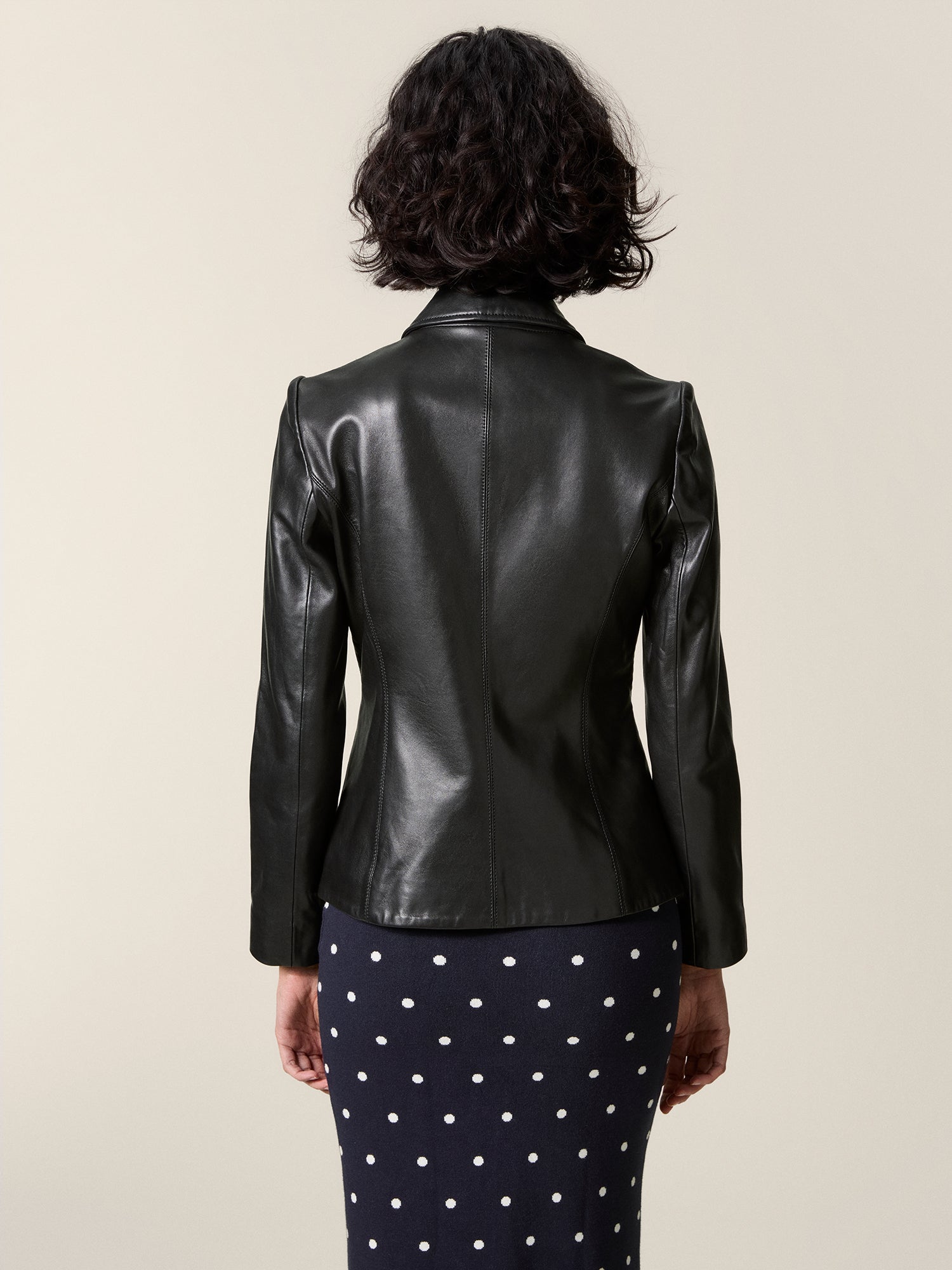 Black glossy leather fitted jacket | Rouje • Rouje Paris