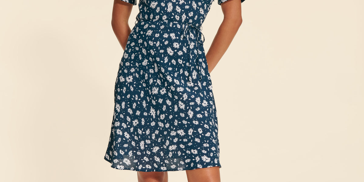 Short blue floral upcycled dress | Rouje • Rouje Paris